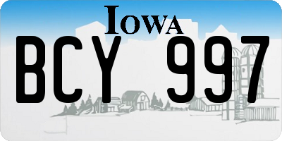 IA license plate BCY997
