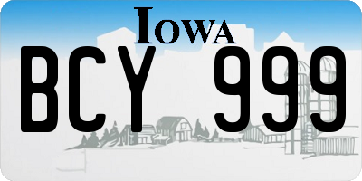 IA license plate BCY999