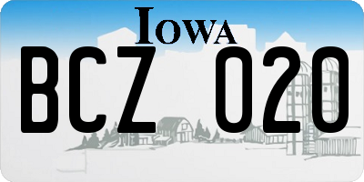 IA license plate BCZ020