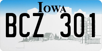IA license plate BCZ301