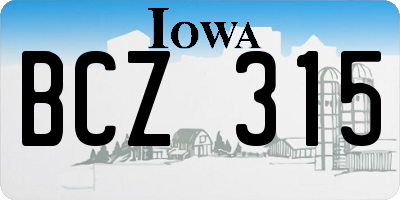 IA license plate BCZ315