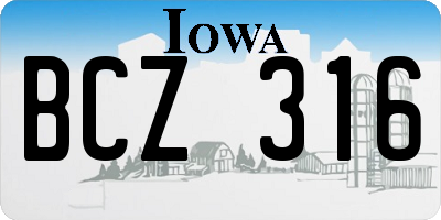 IA license plate BCZ316