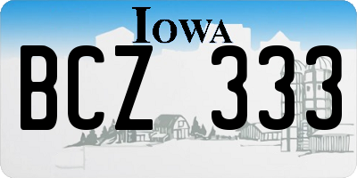 IA license plate BCZ333