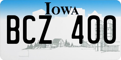 IA license plate BCZ400