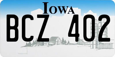 IA license plate BCZ402