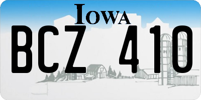 IA license plate BCZ410