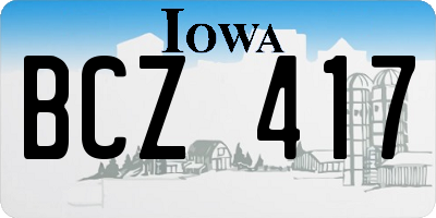 IA license plate BCZ417