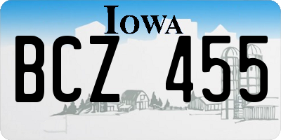 IA license plate BCZ455