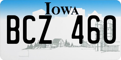 IA license plate BCZ460