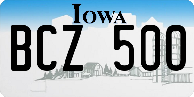 IA license plate BCZ500