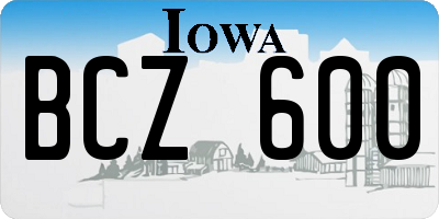 IA license plate BCZ600
