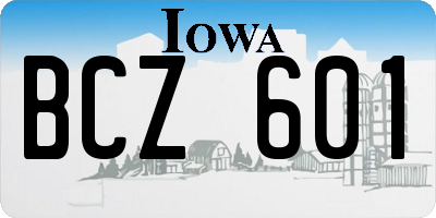 IA license plate BCZ601