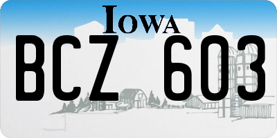 IA license plate BCZ603