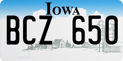 IA license plate BCZ650