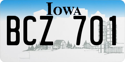 IA license plate BCZ701
