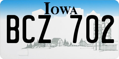 IA license plate BCZ702