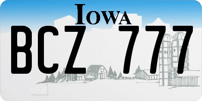 IA license plate BCZ777