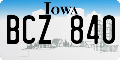 IA license plate BCZ840