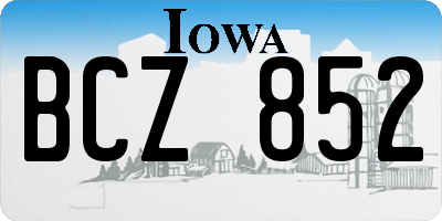IA license plate BCZ852