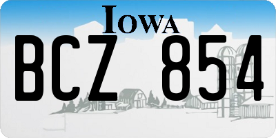IA license plate BCZ854