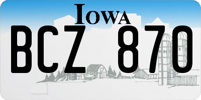 IA license plate BCZ870