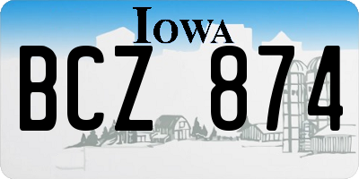 IA license plate BCZ874