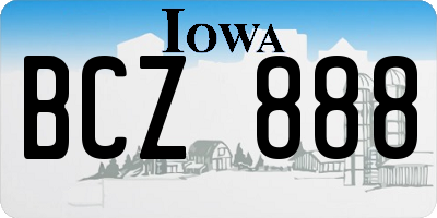 IA license plate BCZ888