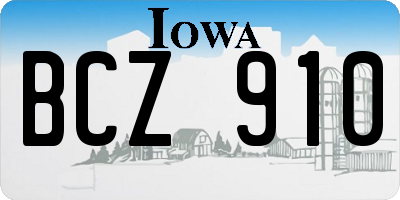 IA license plate BCZ910