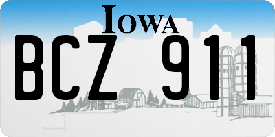 IA license plate BCZ911