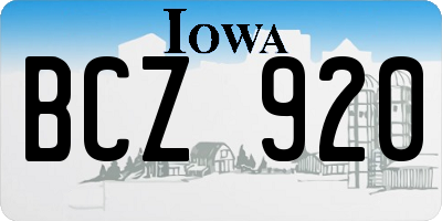 IA license plate BCZ920