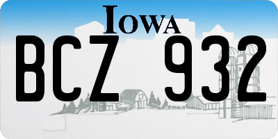 IA license plate BCZ932
