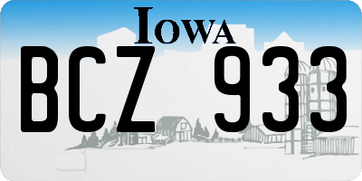 IA license plate BCZ933