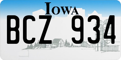 IA license plate BCZ934