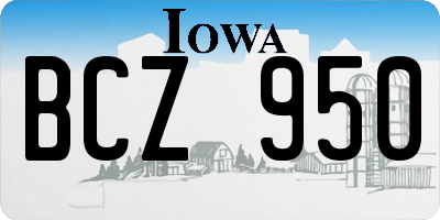 IA license plate BCZ950