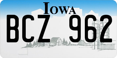 IA license plate BCZ962