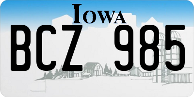 IA license plate BCZ985