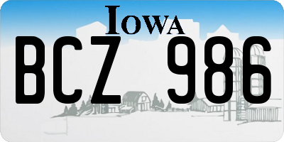 IA license plate BCZ986
