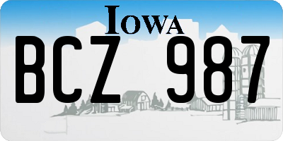 IA license plate BCZ987
