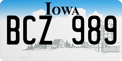 IA license plate BCZ989