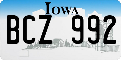 IA license plate BCZ992