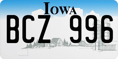 IA license plate BCZ996