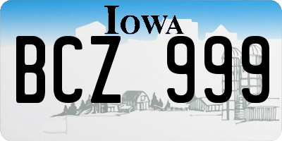 IA license plate BCZ999
