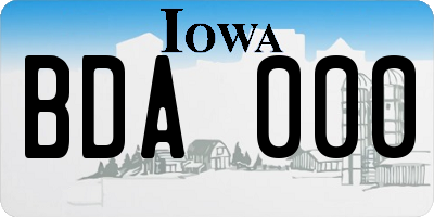 IA license plate BDA000