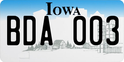 IA license plate BDA003