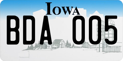 IA license plate BDA005