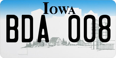 IA license plate BDA008