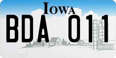 IA license plate BDA011