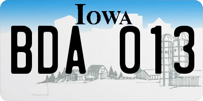 IA license plate BDA013