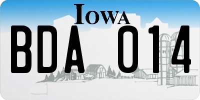 IA license plate BDA014