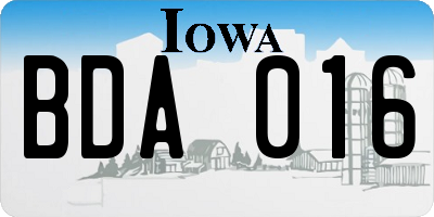 IA license plate BDA016